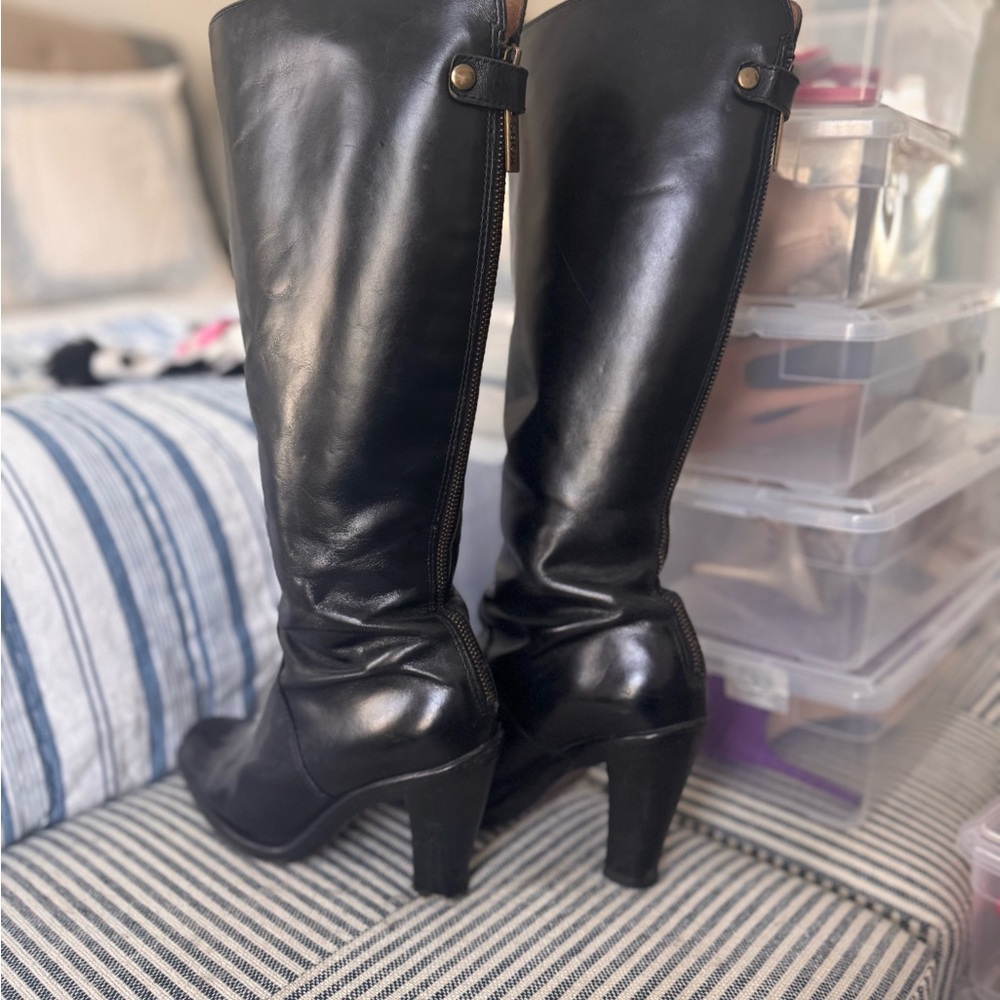 Michael Kors Elegant Black Leather Knee-High Boots
